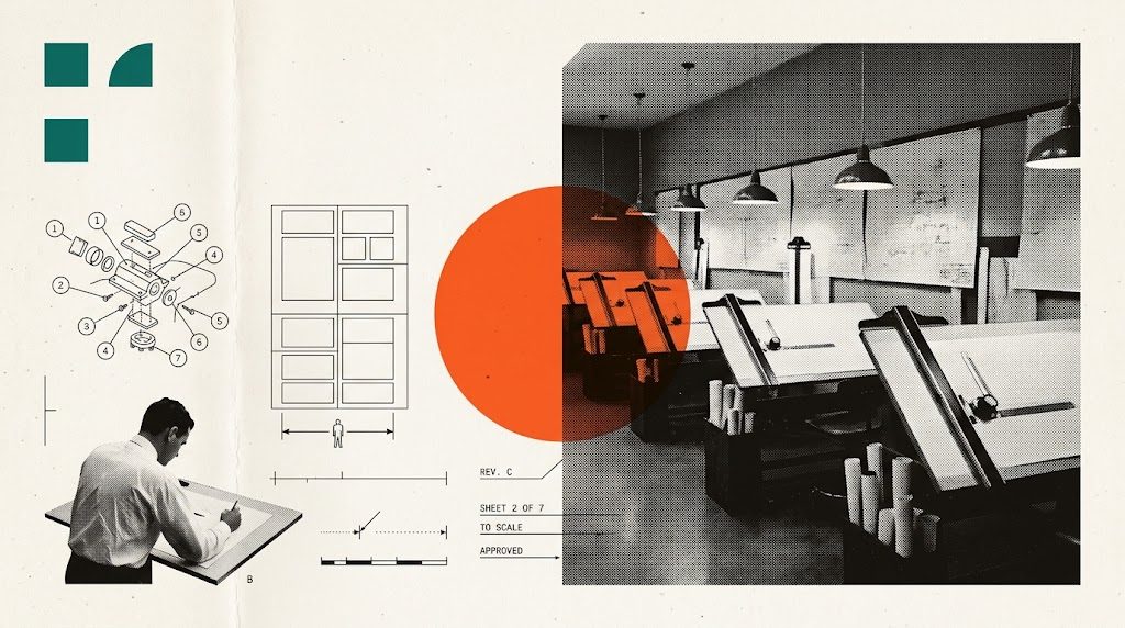 Drafting room, halftone collage