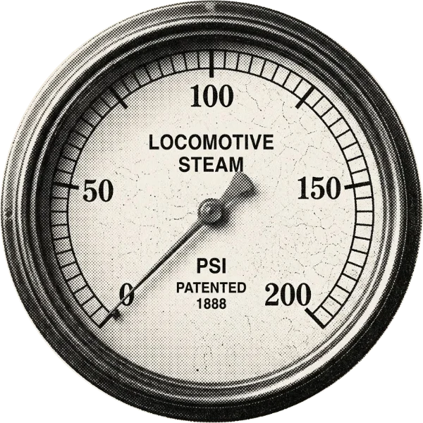 Pressure gauge with 70% of its 0–200 PSI scale filled