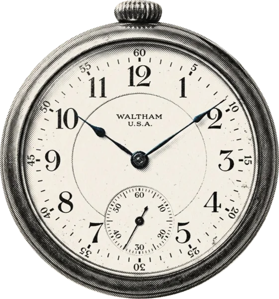 Open pocket watch, 17% of the dial marked against the historical arc