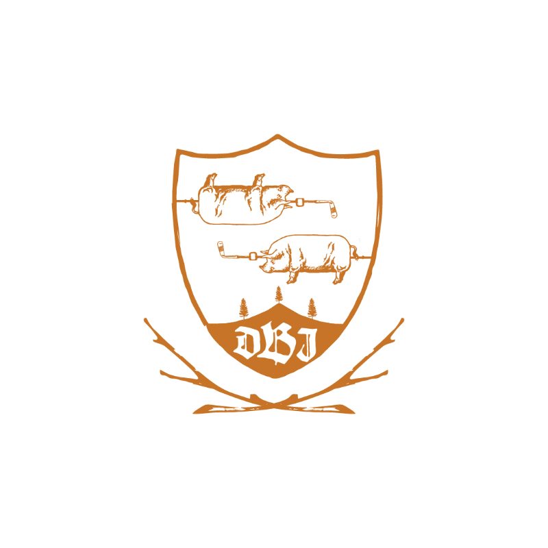DBJ crest with two pigs on a spit