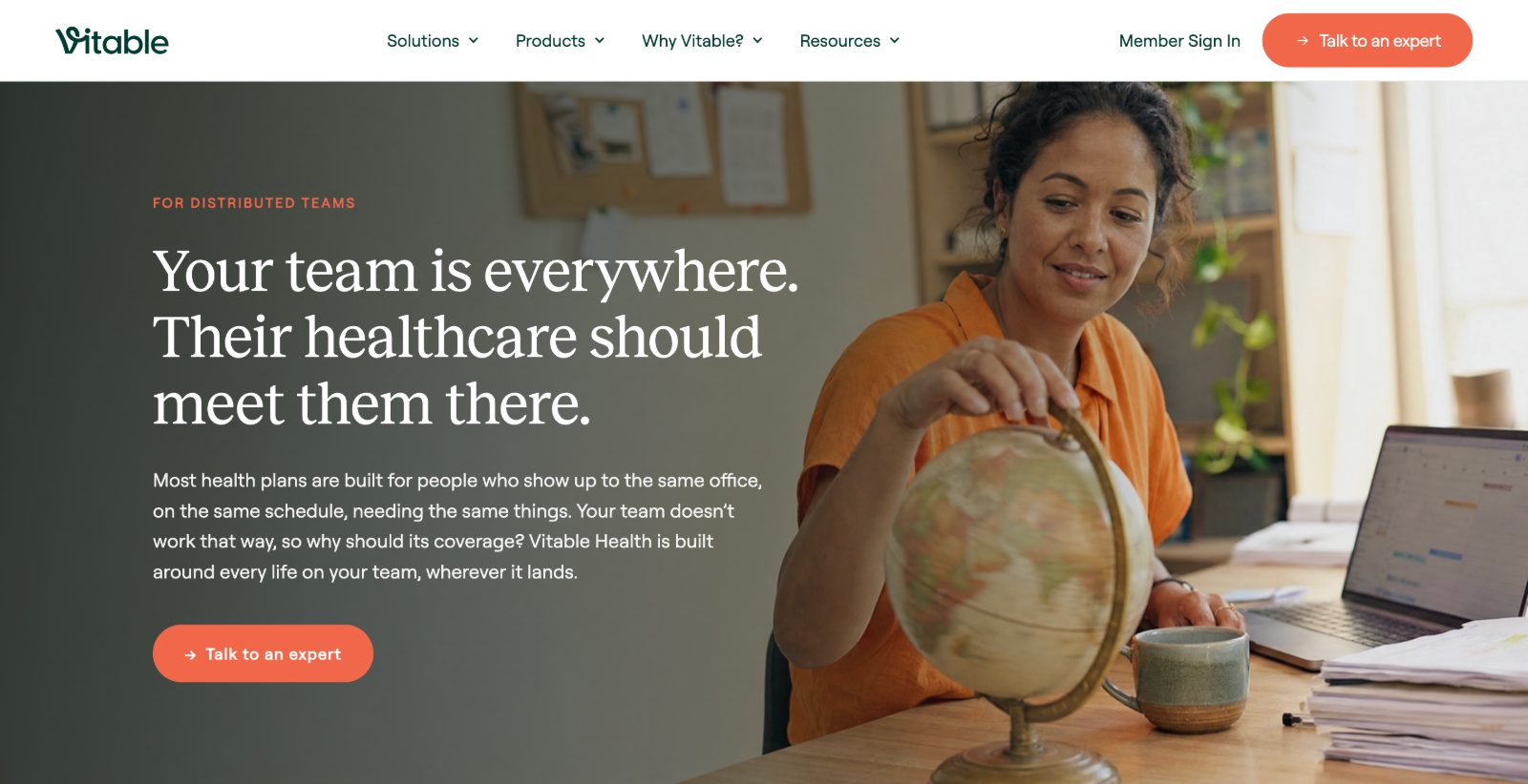 Vitable homepage after the rebrand